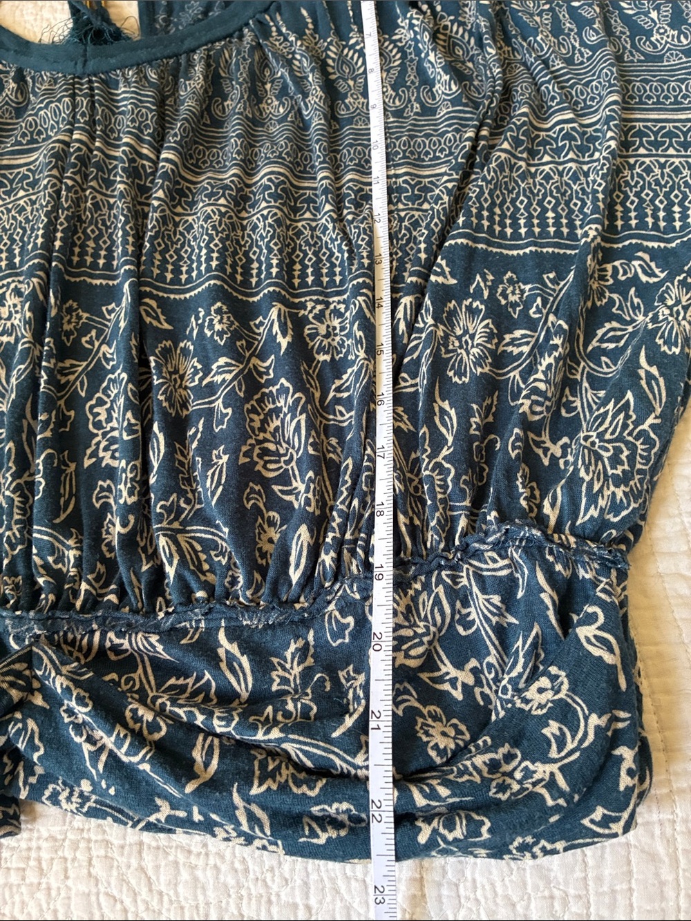 Free People Boho weekend warrior Blouse blue open back long sleeve oversized med - Picture 11 of 13